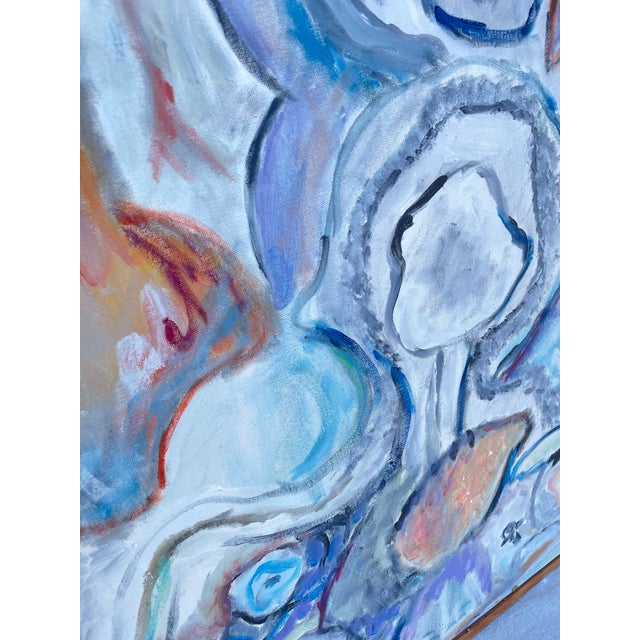 Late 20th Century Late 20th Century Vintage Signed Abstract Flowing Forms Acrylic Painting on Canvas Board by Teresa Lawrenson, Framed For Sale - Image 5 of 11