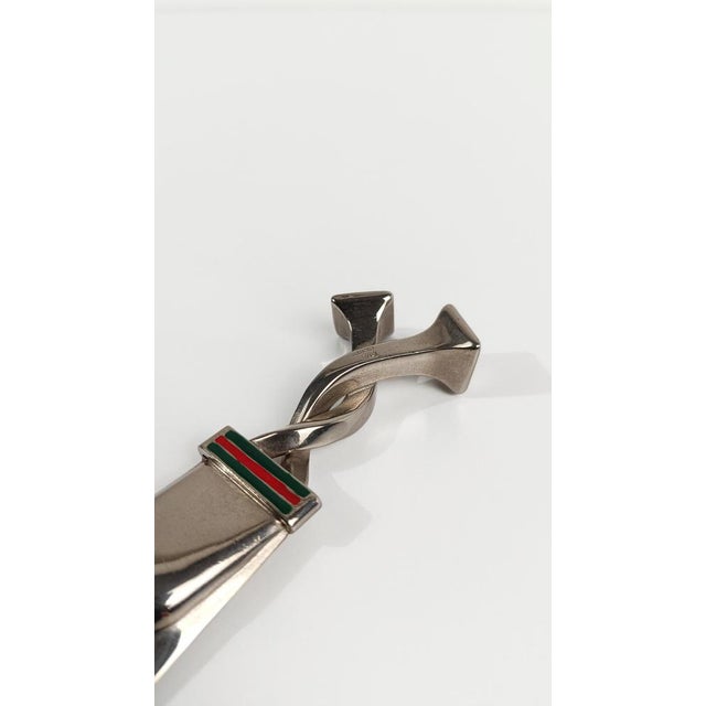 Shoehorn in Silver-Plated Metal and Red and Green Enamel Stripes from Gucci, 1970s For Sale - Image 15 of 16