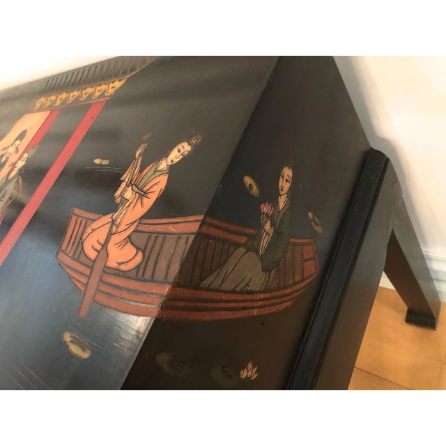 Wood Chinoiserie Table Black Lacquerware Early20C For Sale - Image 7 of 10