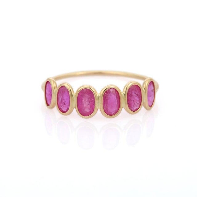 Ruby Half Eternity Band in 18 Karat Yellow Gold Size 4.5 For Sale - Image 10 of 10