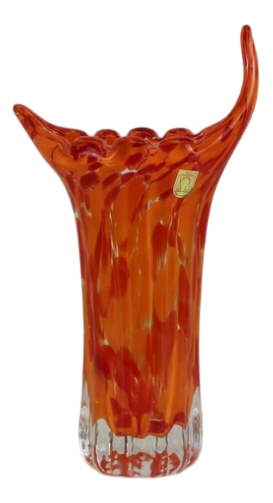 Ruby Glass Orange Vase, 1960s