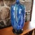 1960s Mid-Century Modern High Gloss Drip Blue Glaze Oversized Tall Table Lamp For Sale In Baltimore - Image 6 of 6