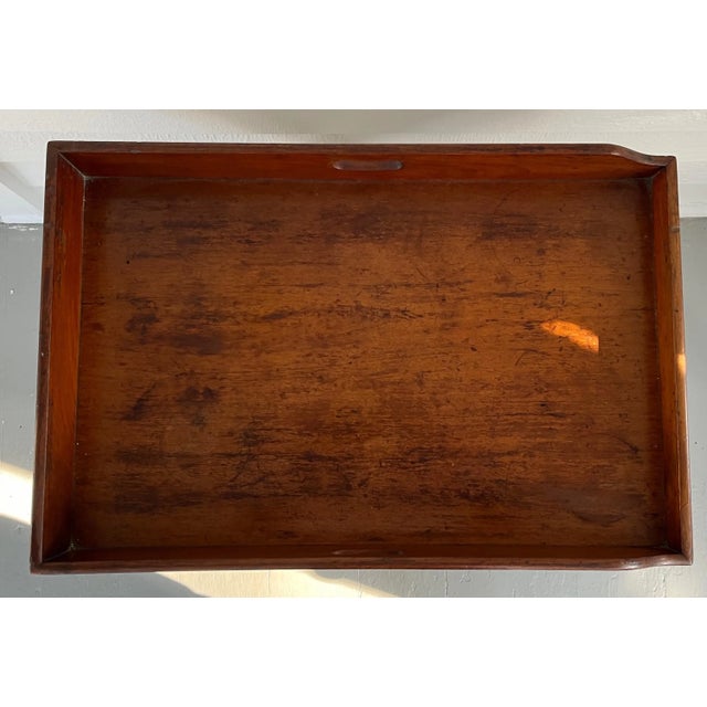 Antique 19th century Georgian mahogany butler's tray table on later custom stand for use as a low coffee or side table....