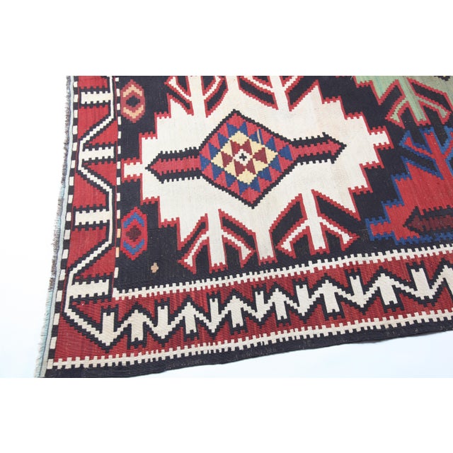 Textile Antique Colorful Handwoven Caucasian Kuba Shirvan Kilim Rug - 6' 1'' X 10' 7'' For Sale - Image 7 of 14