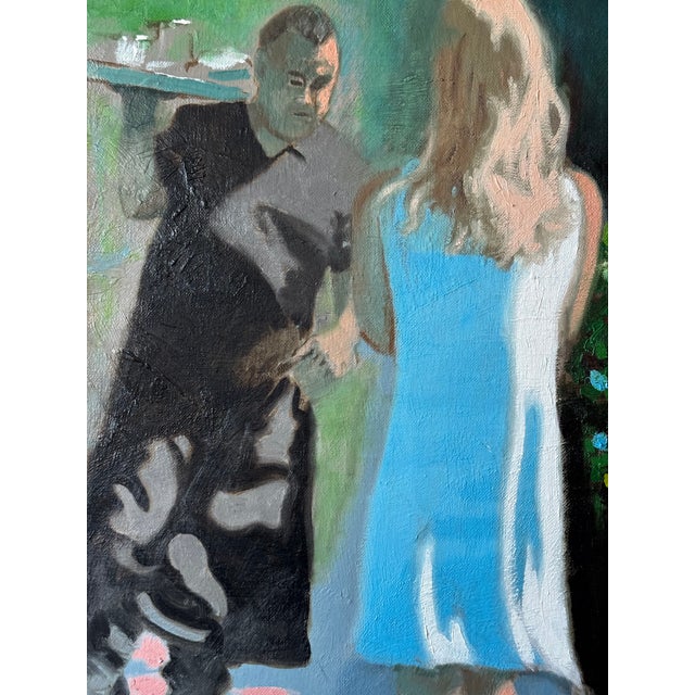 1990s George T. Chakos, Oil on Canvas, "Rush Street Woman in White" -an Impressionist/Expressionist View For Sale - Image 5 of 7