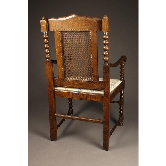 19th Century Pair of Antique English Jacobean Style Arm Chairs Circa 1890 For Sale - Image 5 of 7