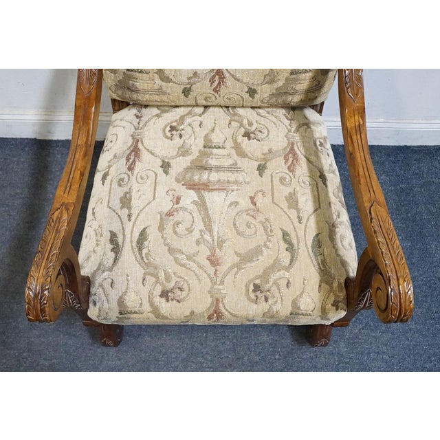 Brown Century Furniture Rustic Old World Transitional Upholstered Dining / Accent Lounge Arm Chair For Sale - Image 8 of 10