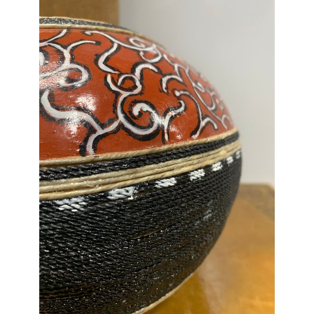Tribal 1980s American Southwest Hand-Painted Artisan Gourd For Sale - Image 3 of 6