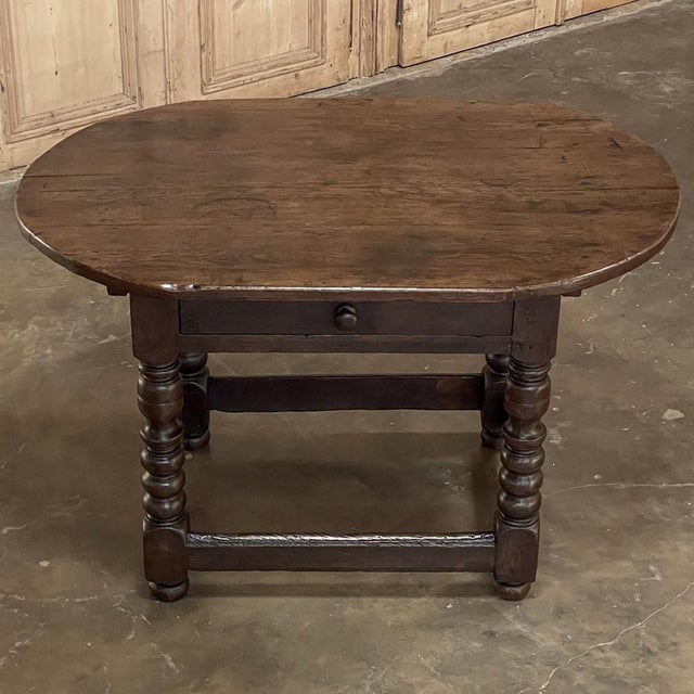 Burnt Umber Early 18th Century French Louis XIII Solid Oak End Table For Sale - Image 8 of 18