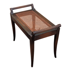 Vintage Wood and Cane Seat Piano or Vanity Bench