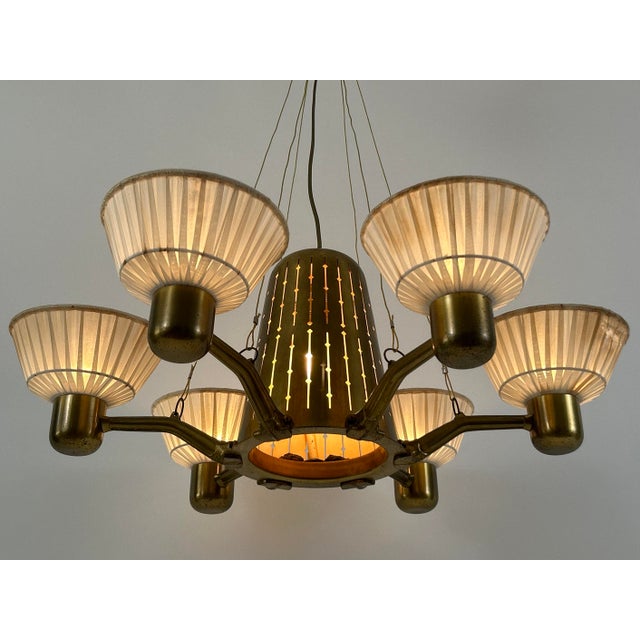 Mid-Century Modern Six-Armed Chandelier from Hans Bergström, Sweden, 1950s For Sale - Image 10 of 18