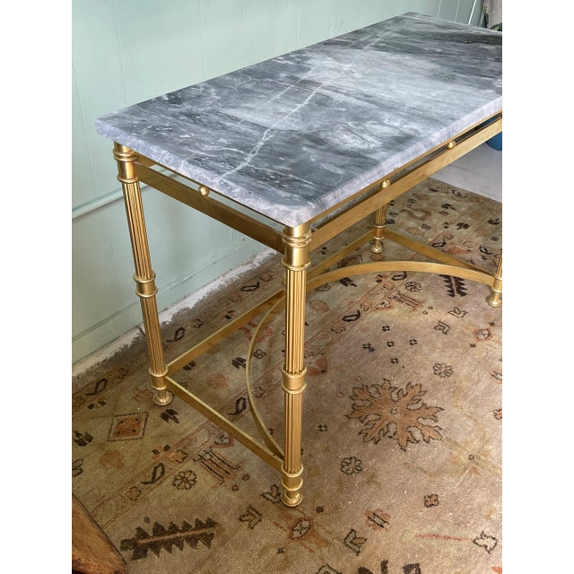 1960s Italian Brass and Marble Console Table For Sale - Image 5 of 13