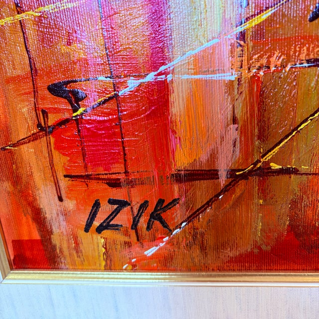 Folk Art Late 20th Century Itzchak Fleisheker signed "Izik" Oil Painting of Jewish Musicians in Jerusalem For Sale - Image 3 of 3
