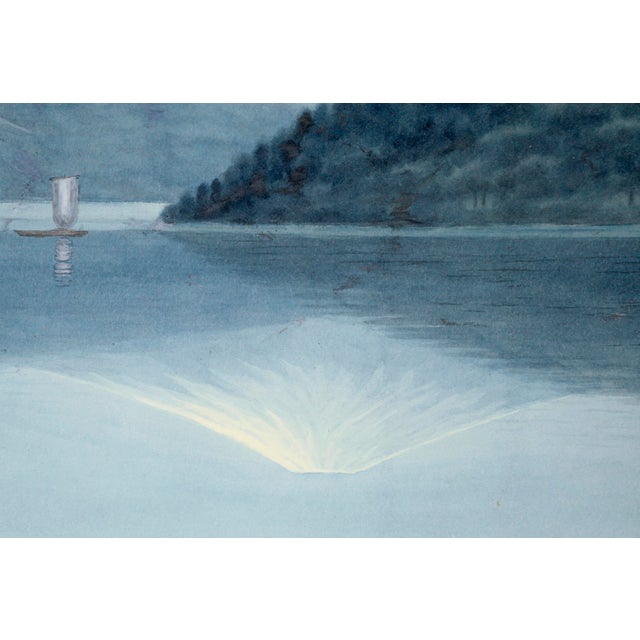 Impressionist Reflection of Mt. Fuji on Lake, After Niimi Sei - Watercolor on Paper For Sale - Image 3 of 5