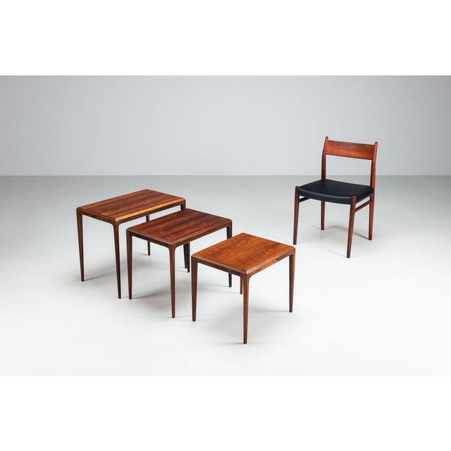 Nesting Tables in Santos Rosewood by Johannes Andersen for CFC Silkeborg, Denmark, 1960, Set of 3 For Sale - Image 6 of 15