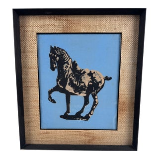 Vintage Framed Batik Style Horse For Sale