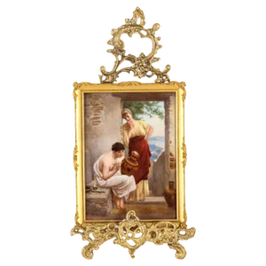 Antique Kunst Bringt Gunst Plaque on Stand from Berlin KPM, 19th Century