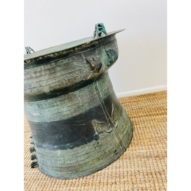 Vintage Asian Style Patinaed Bronze Rain Drum Table For Sale - Image 12 of 14