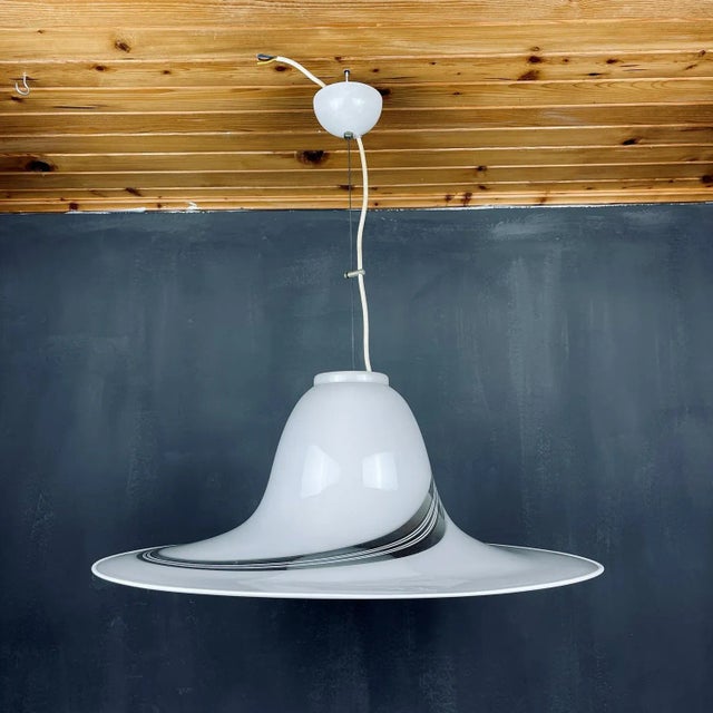 Vintage Murano Glass Swirl Pendant Lamp, Italy, 1970s For Sale - Image 9 of 11