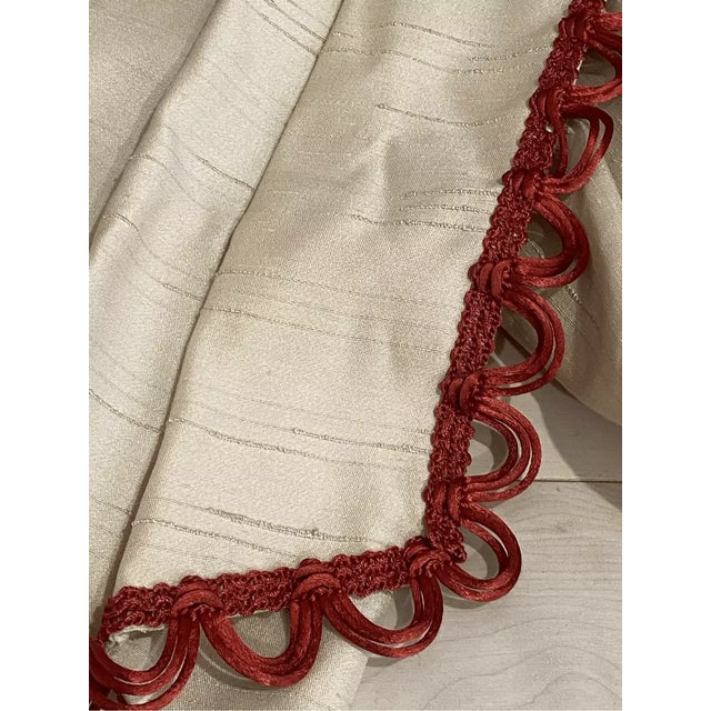 1950s Vintage Silk Curtain Panel Pencil Pleat Handmade Beige For Sale - Image 5 of 7