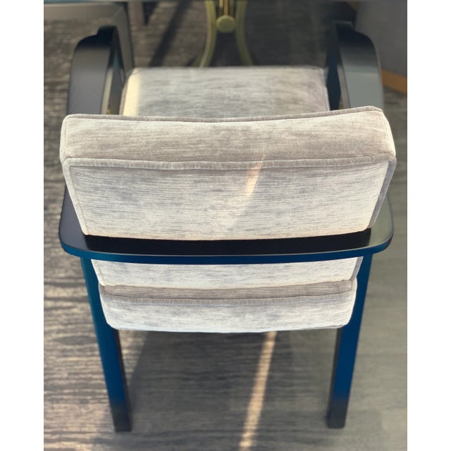 Not Yet Made - Made To Order Art Deco Style Black Ebony Finish and Ribbed Velvet Athena Dining Carver Chair by Casa Botelho For Sale - Image 5 of 8