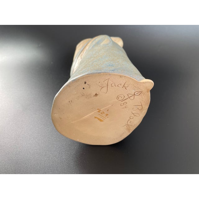 1984 Jack Black Navajo Pottery Woman Carrying Basket Sculpture Vase