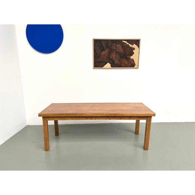 Maison lecan presents this solid oak farmhouse table, france, dating from the 1960s–1970s. Its construction is...