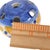 Vintage Italian Hand-Painted Blue & Yellow Floral Ceramic Flower Frog Bud Vase For Sale - Image 12 of 13