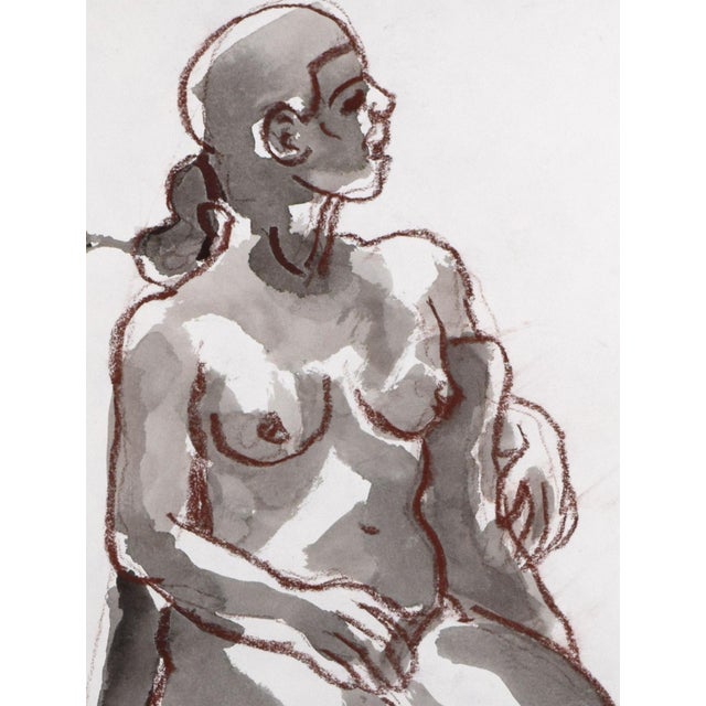 Vintage Mid Century Modernist Figurative Abstract Watercolor Painting For Sale In New York - Image 6 of 7