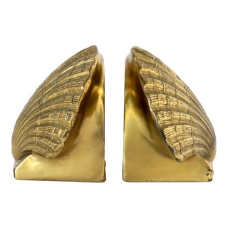 Brass Shell Bookends, Pair For Sale