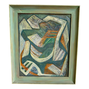 Wonderful Mid-Century Modern Abstract Oil Painting “Spring Harmony” by J. Siebernthal in Original Artist-Painted Frame