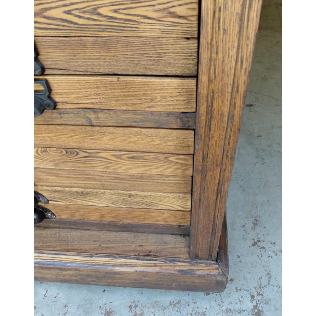 Industrial Antique 85 Drawer Cabinet With Tambour Front Attributed to Hamilton For Sale - Image 3 of 16