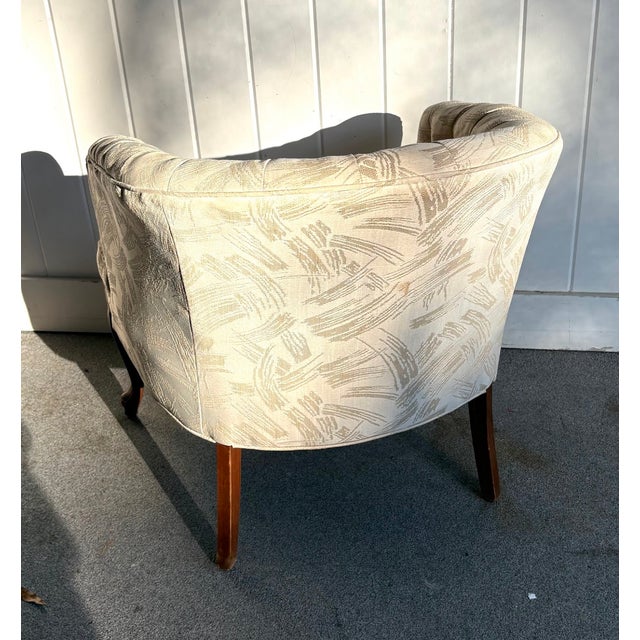 Cream Tufted Barrel Armchair For Sale - Image 4 of 5