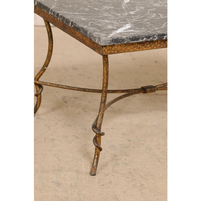 Mid 20th Century Spanish Gold/Iron Coffee Table with Marble Top Chairish
