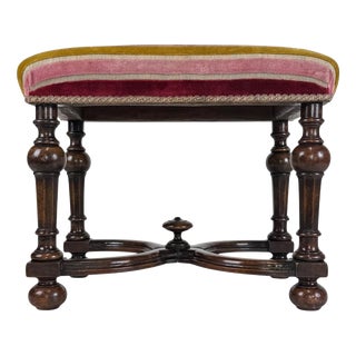 Antique English William and Mary Style Mahogany Stool, 1800s For Sale