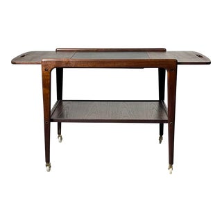 Mid Century Modern Yngve Ekstrom Swedish Teak Drop Leaf Bar Cart For Sale