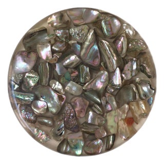 Mid 20th Century Lucite Acrylic Abalone Seashell Trivet For Sale