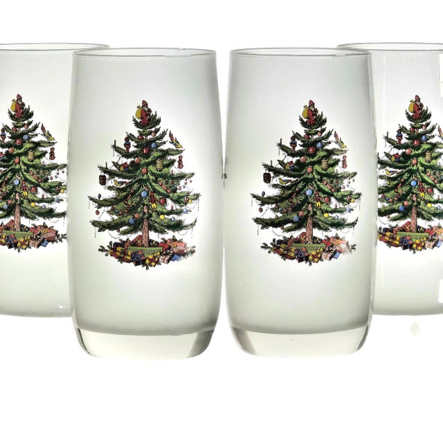 Glass Spode Christmas Tree Tumblers Drinking Glasses Set of 4 For Sale - Image 7 of 12