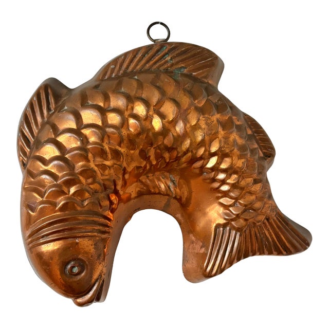 Vintage French Country Copper Fish Mold For Sale