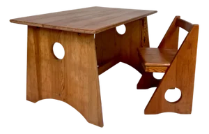 Set of Children's Desk and Chair in Pine by Gilbert Marklund, Sweden, 1960s