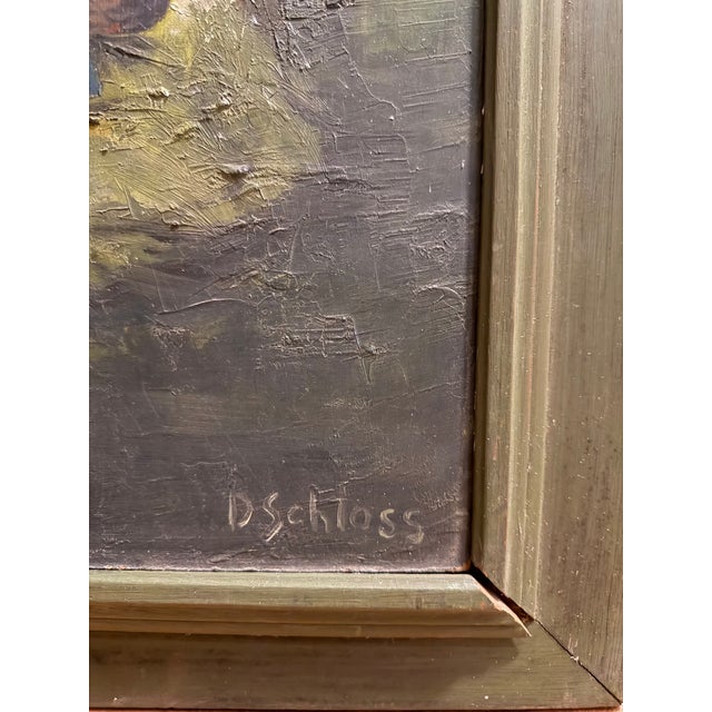 Mid 20th Century Vintage Modernist African Family Portrait Oil Painting – Signed G. Schloss – Framed 30x22 For Sale - Image 5 of 6