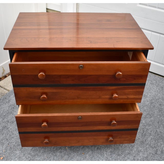 Wood Ethan Allen Cherry 2 Drawer Lateral File Cabinet Two Tone Black Locking Chest For Sale - Image 7 of 18