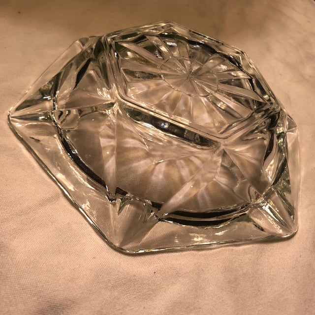 Vintage Cut Glass Ashtray With Sun Burst Pattern For Sale In Midland, TX - Image 6 of 9