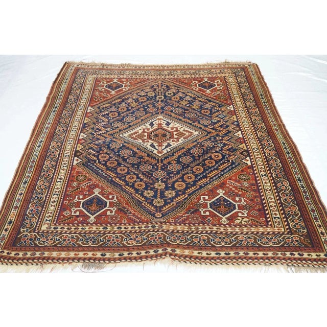 Antique Qashqai Rug 4'8'' x 6'2'' For Sale - Image 9 of 11