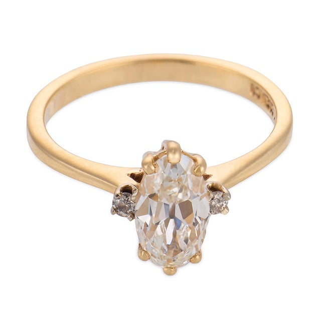 Contemporary Vintage Gia 1.14 Carat Diamond 14k Yellow Gold Engagement Ring, Size 6.5 For Sale - Image 3 of 6