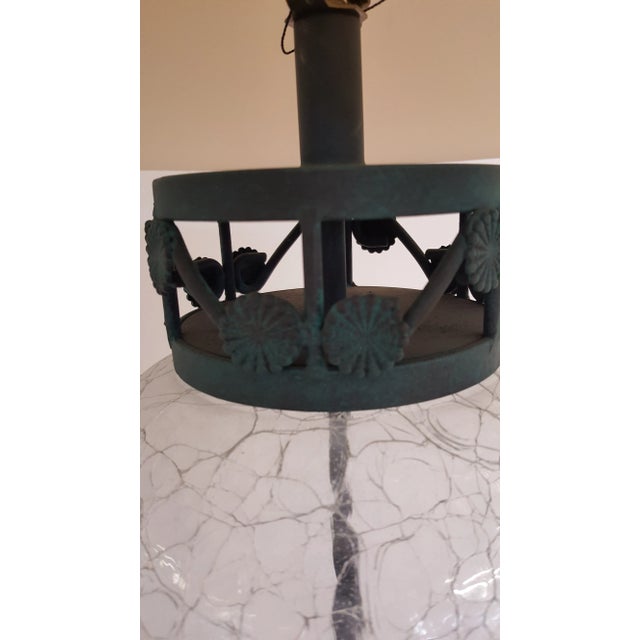 Art Nouveau Art Nouveau Glass and Patina Lamp For Sale - Image 3 of 9