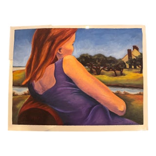Contemporary Figurative Oil Painting "Woman With Watermelon" by Teresa DiMarco For Sale