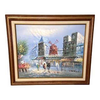 Original Oil Artwork of the Iconic Moulin Rouge, Caroline Burnett For Sale
