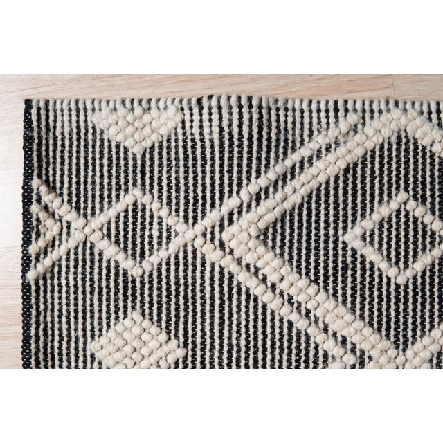 4x6 Modern Kilim Black Diamond Geometric Handmade Wool Carpet Rug For Sale In New York - Image 6 of 8