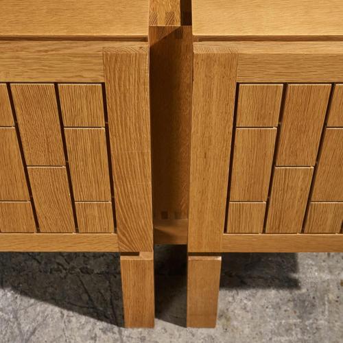 Brutalist Sideboard with Geographic Details in Oak, France For Sale - Image 10 of 17